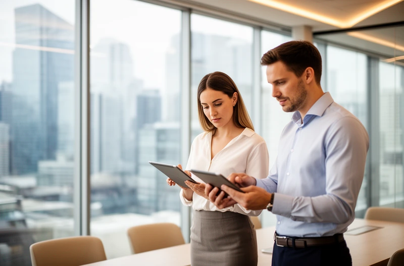 IT consulting team reviewing infrastructure plans, Technology consultant implementing cloud solutions, Cybersecurity expert configuring network protection, IT advisory meeting with business stakeholders, Managed services provider monitoring systems